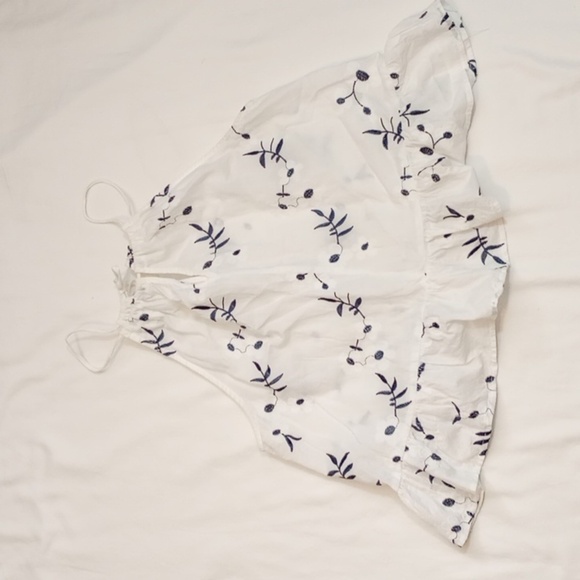 Caution to the Wind Womens Tank Top Sz M Cropped Peplum White Floral Sheer Light - Picture 6 of 7